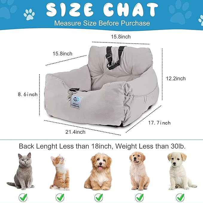 Aidou Dog Booster Seat for Small to Large Dogs & Cats, Travel Safety Seat with Storage & Dual-use Car & Home (Small Red Stripe)