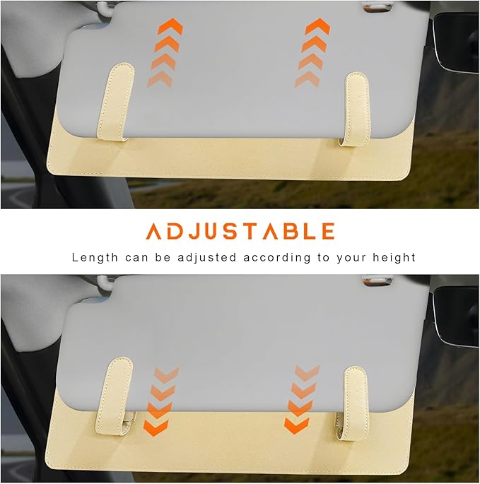 Sun Visor Extender for Car, Anti-Glare Sunvisor Extension Shade Attachment for Safe Driving, Clip-On Sun Blocker Sunshade Extender Protect Driver Passenger from UV Rays (Beige)