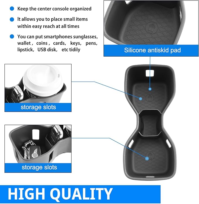 SHAOHAO 2 Pcs for 2025 2026 Nissan Frontier Center Console Organizer for 2022-2025 2026 Nissan Frontier Accessories (S/SV/Pro-X/Pro-4X/SL) Console Tray & Cup Holder Space Expand Armrest Box Organizer