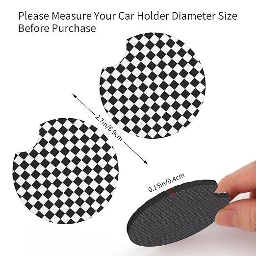 Car Trash Bag Chessboard Hanging Back of Seat Car Portable Trash Bag Chessboard Waterproof One-Handed Portable Strap Drawstring Garbage Bags with 2 Pieces Car Coasters