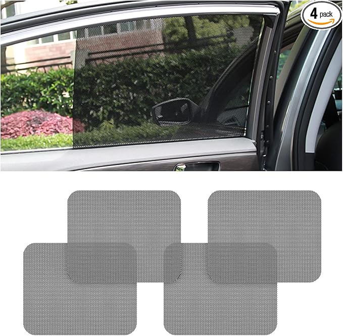 Car Side Window Sunshade, 4 PCS Static Cling Films Stickers Sun Shade UV Rays Privacy Protector, Reuseable Washable Sun Shade for Most Cars, Vhicles, SUV