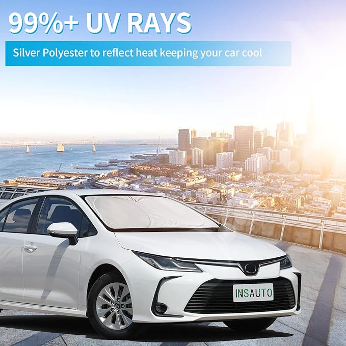 for Toyota Corolla 1990-2025 Windshield Sun Shade, Front Window Sunshade for 2022 Corolla Prius Yaris Sienna Toyota C-HR 2018-2023 Custom Fit Windshield Cover Sun Visor 210T Reflective Car Accessorie