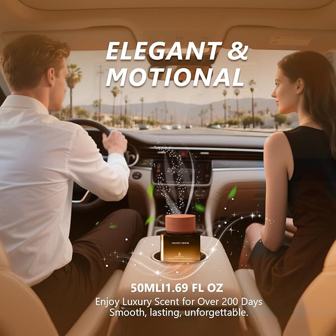 Car Air Freshener 50ML (1.7 FL OZ) Car Air Fresheners Fragrance - Amber Vanilla Fragrance Oil Air Diffuser for Car, 180+ days Long Lasting Perfume, Car Air Freshner Aroma Stone Cap Design, Made in USA