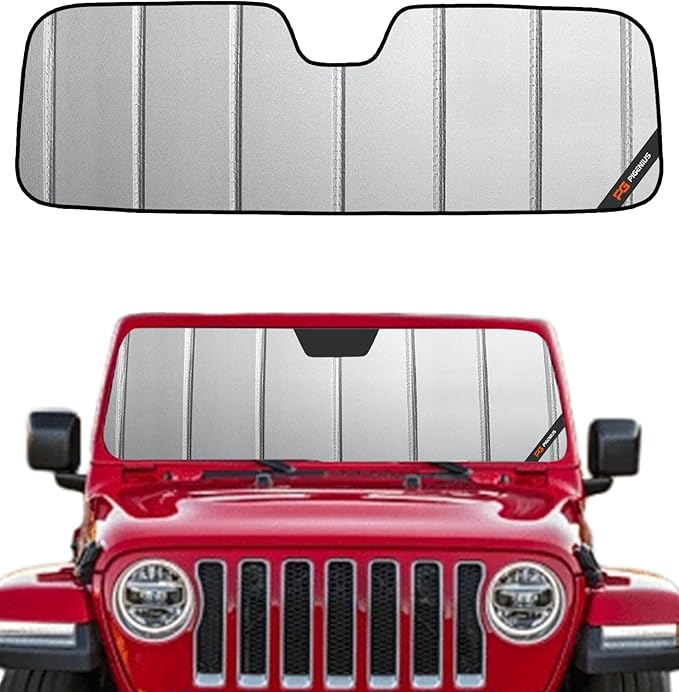 Pigenius Windshield Sun Shade for Jeep Wrangler 1997-2006 Front Window Sunshade - Safeguard