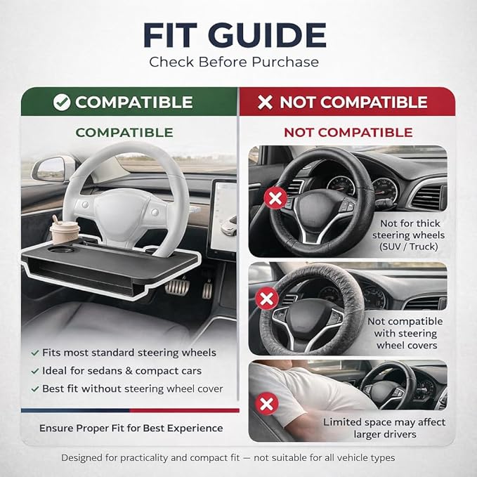 Car Seat Gap Organizer with Steering Wheel Tray, 2-in-1 Anti-Drop Storage Filler for Sedans, Prevent Items Falling Between Seats, Compact Car Organizer with Temporary Desk for Food and Work