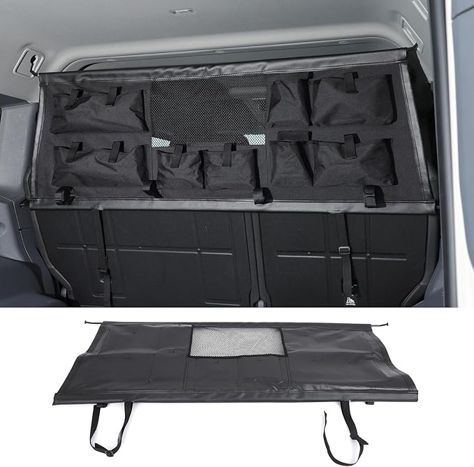 Universal Fit Pet Barrier Car Divider for Ineos Grenadier 2020-2025+ | Heavy-Duty Mesh Backseat & Trunk Dog Fence | Adjustable Vehicle Cargo Net for Travel Safety (Black(with Storage Bags))