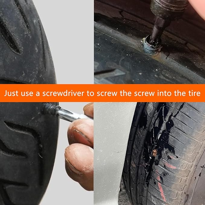 Tire Repair Rubber Nail Tire Repair Nail Tire Repair Rubber Screws Fast Tool Self-Service Suitable for Car Motorcycle Jeep Tire Puncture Repair