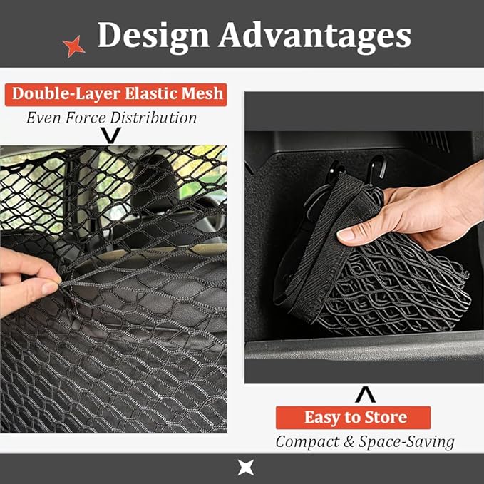 Dog Car Barrier for Chrysler 300C Pacifica Voyager Grand Voyager, Durable Car Dog Back Seat Barrier Net, Mesh Pet Divider Storage Net, Breathable & Easy to Install, Travel Accessories