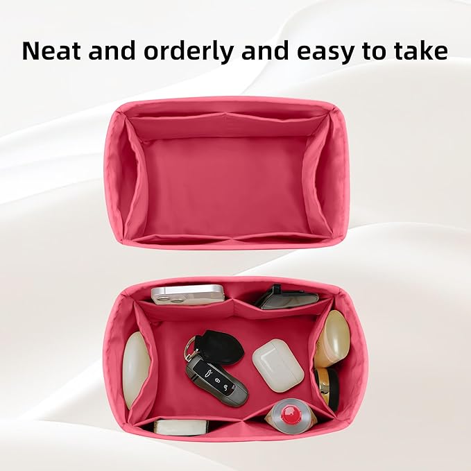 DGAZ Silk Purse Organizer Insert Fits LV Speedy 16/20/25/30/35/40/45 bags，Silky Smooth Bag Organizer，Luxury Handbag & Tote Shaper(Rose lipstick,SP30)
