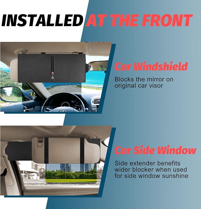 Zeyitian Upgraded Polarized Car Visor Extender Sun Blocker Sun Visor Extender for Car Visor,Sun Visor for Windshields Automotive Interior Sun Protection,Protects from UV Rays (Driver Side)