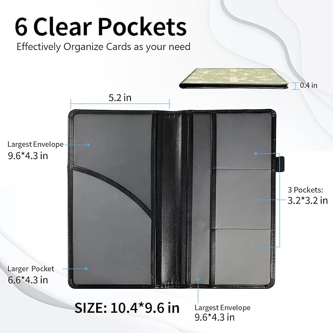 Car Registration and Insurance Card Holder, Vehicle License Documents Glove Box Compartment Organizer Wallet, ID Card Holder for Car Essentials Automobile, Western Boho Cactus