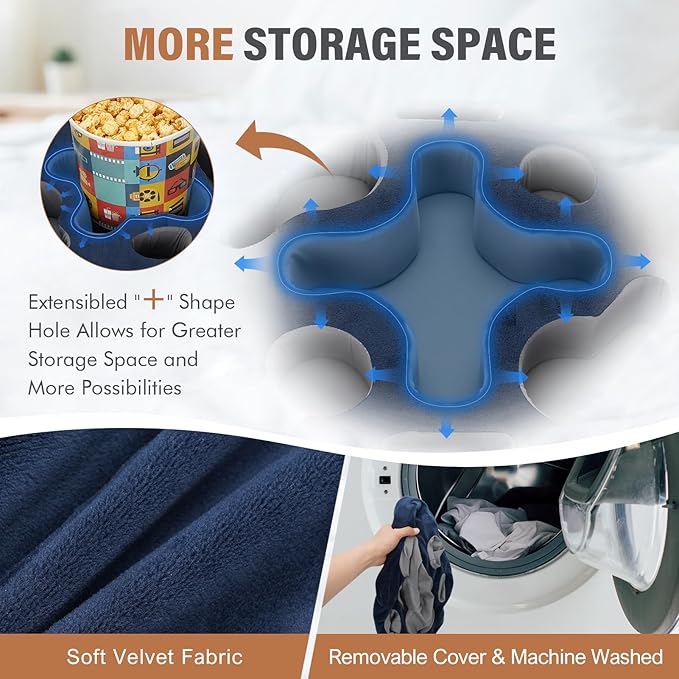 INNO STAGE Couch Cup Holder Pillow-Sofa Cup Holder | Couch Caddy Drinks Cupholder Tray for Bed, Rv, Tv, Car, Man Cave, Backseat for Remote, Snacks (NavyBlue, 13.7 x 13.7 inch)