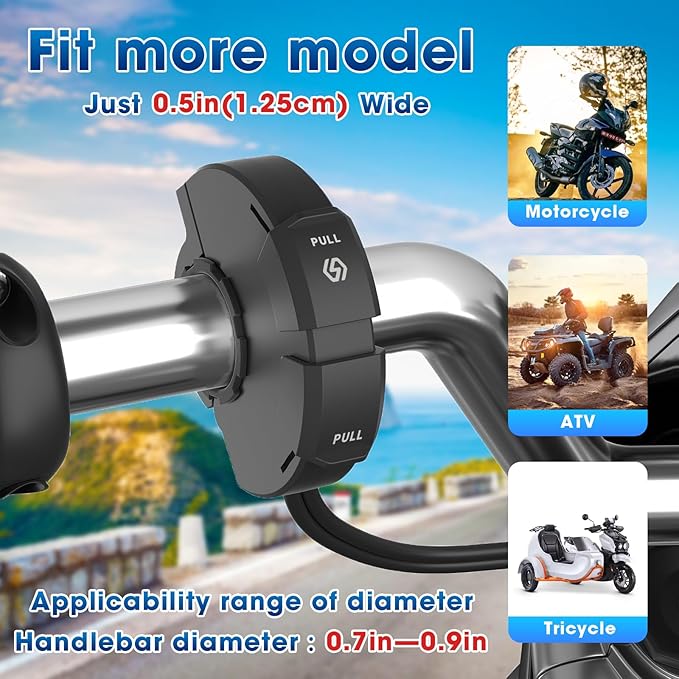Motorcycle Phone Charger 30W PD Type-C 18W USB Quick Charger Ultra-Narrow SAE to USB Adapter IP65 Waterproof Motorcycle Accessories for Phones/Tablets