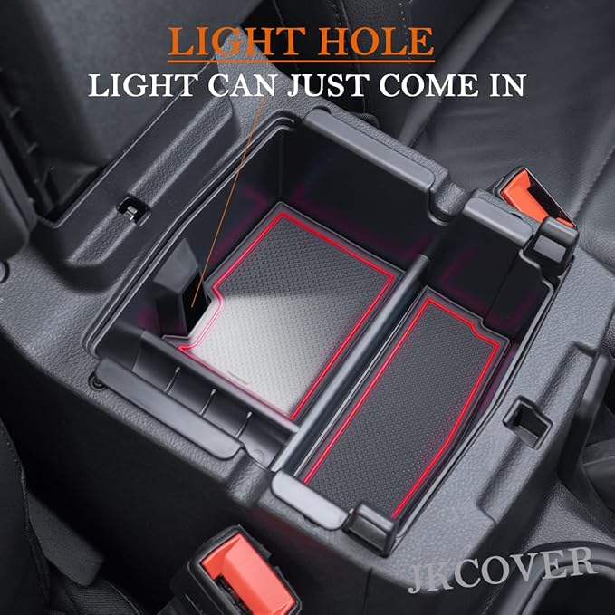 Compatible with Center Console Organizer Tray Jeep Wrangler JL/JLU 2018-2021 2022 2023 2024 2025 and Jeep Gladiator JT Truck 2020-2023 2024 2025 Insert Armrest Accessories (Not for JK/JKU)(Red Trim)