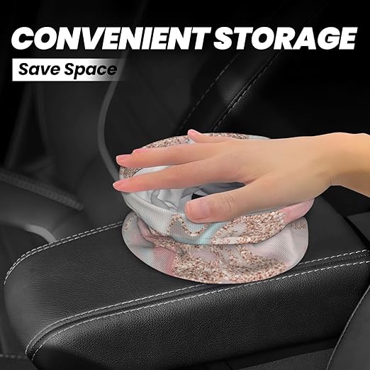 Rose Gold Glitter Coral Gray Pastel Marble Car Trash Can Leak Proof Hanging Waterproof Garbage Can Multipurpose Trash Bin for Car SUV Front Seat Headrest Collapsible and Portable Storage Pocket