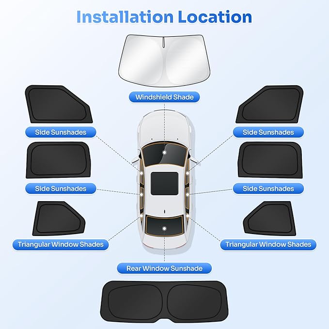 Canvcle Sunshades for 2025 2026 Nissan Armada Accessories Windshield Sun Shade Side Rear Window Shade Cover Sun Visor Shield Privacy Protection for Camping Keep Vehicle Cool Black 8PCS