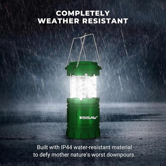 2 Pack LED Camping Lantern, LED Lanterns, Suitable Survival Kits for Hurricane, Emergency Light for Storm, Outages, Outdoor Portable Lanterns, Green, Collapsible | Batteries Included