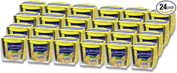 Auto Dynasty Pack of 24 My Shaldan Japanese Car Cup-Holder Natural Air Freshener Cans (Lemon Scented)