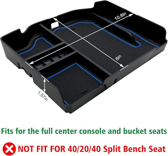 Center Console Organizer fit for Dodge RAM 1500 2500 3500 2025 2024 2023 2022 2021 2020 2019 Accessories Interior Storage Box Armrest Storage Tray (Blue) NOT FIT for 40/20/40 Split Bench Seat