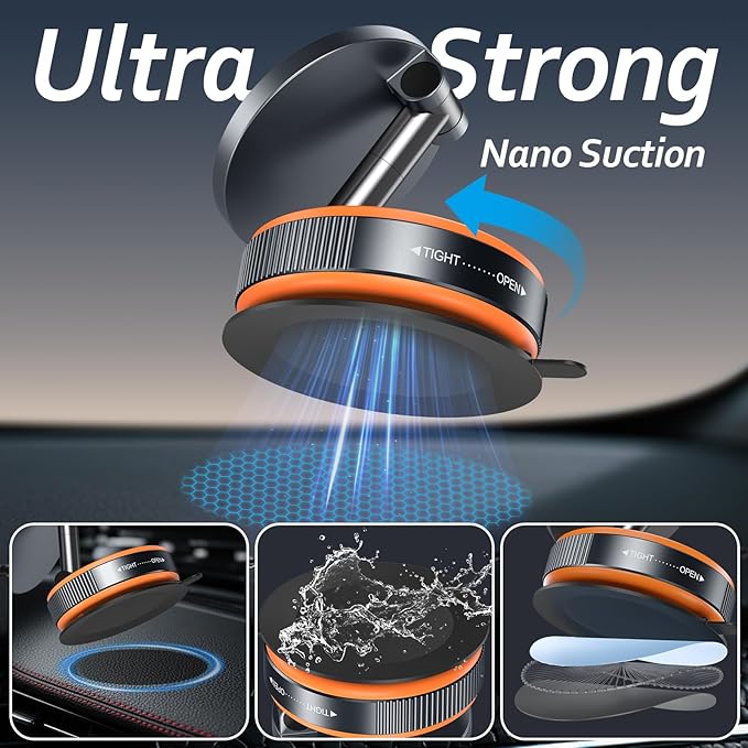 Vacuum Magnetic Phone Holder for You Car 360° Adjustable 96LBS Ultra Suction Cup Car Phone Mount for MagSafe Cell Phone Holders for iPhone 17 Pro Max 16 15 14 13 12 Air Plus