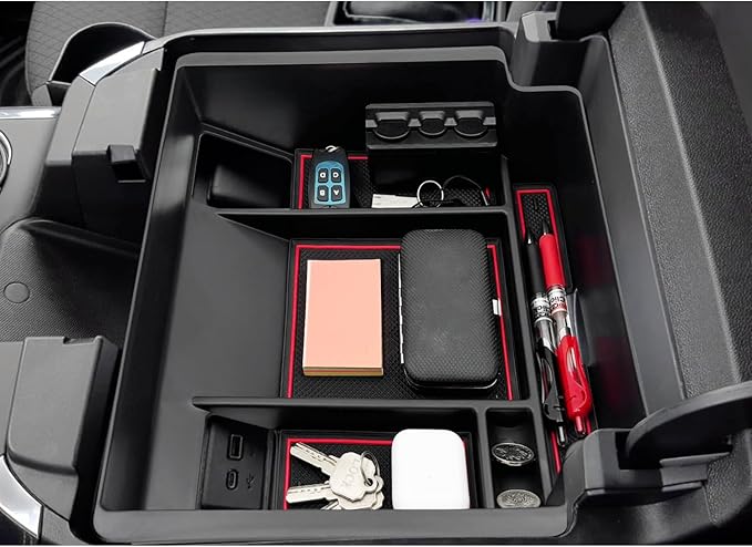 JOJOMARK Center Console Organizer Tray fits for 2022-2025 GMC Sierra/Chevy Silverado 1500 Accessories,2024-2025 Silverado/Sierra 2500HD 3500HD (Wireless Charging With Full Console w/Bucket Seats Only)