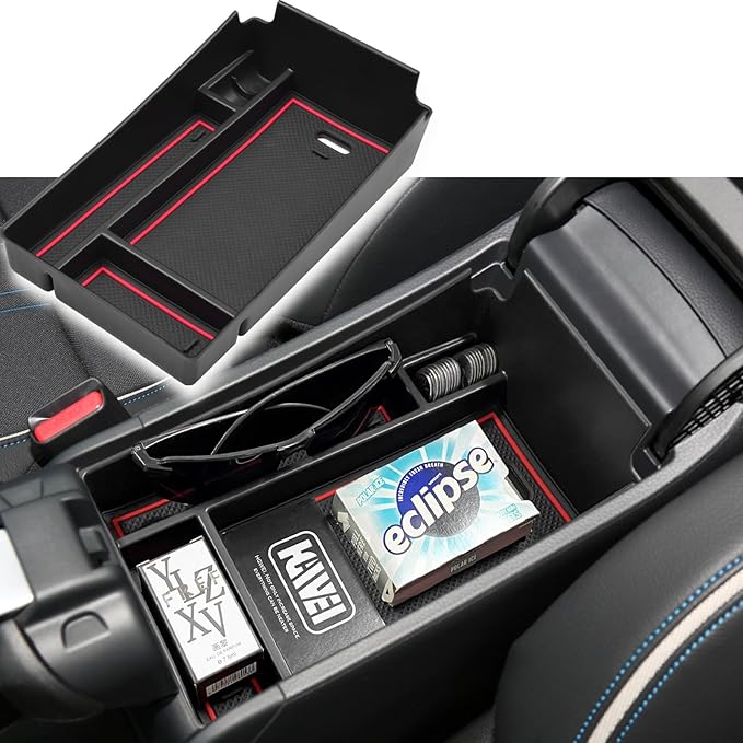 HGWEI Center Console Organizer Tray Compatible with Honda HRV 2023 2024 2025 2026 Accessories, Armrest Storage Box for HRV EX/EX-L/LX/SE/Sport/Touring, Red Trim