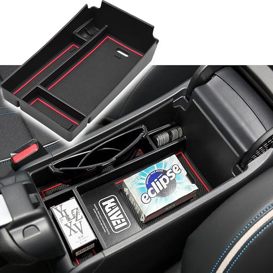 HGWEI Center Console Organizer Tray Compatible with Honda HRV 2023 2024 2025 2026 Accessories, Armrest Storage Box for HRV EX/EX-L/LX/SE/Sport/Touring, Red Trim