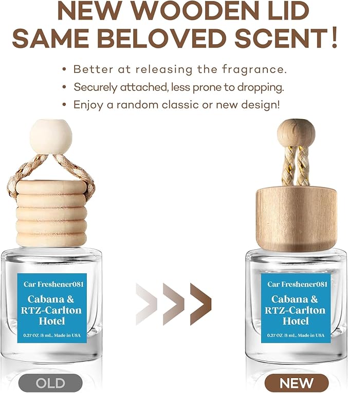C Classy Hanging Car Air Freshener 2 Pack, Cabana Hotel Scent Essential Oil Diffuser, Long-Lasting Fragrance,Cute Glass Bottle Car Accessories for Women & Men, Made in USA