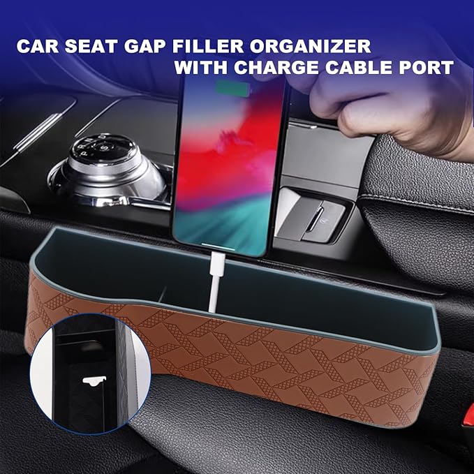 Car Seat Gap Filler Organizer, 2 Pack Seat Gap Storage Box, Leather Cup Holder Gap Bag for Console Car Organizers and Storage, Car Gap Filler Organizer for Phones, Sunglasses, Keys and Cards