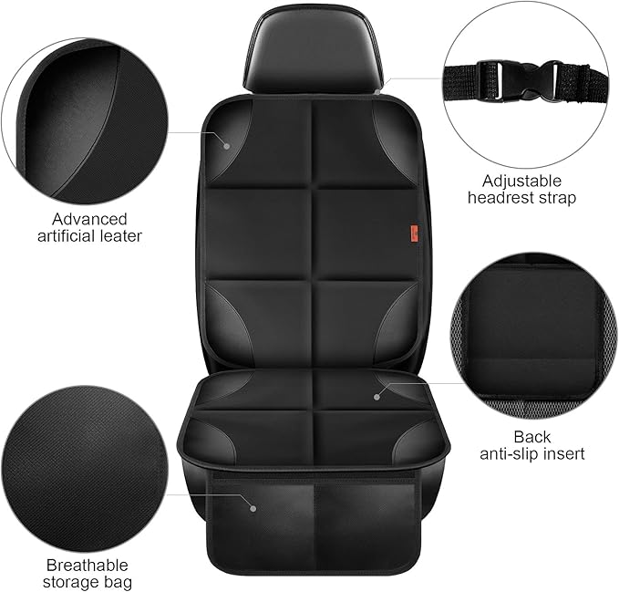 XHYANG Car Seat Protector 1 Pack Car Seat Cushion Mat Thickest Padding,Waterproof 600D Fabric Car Seat Covers for Non-Slip Backing Mesh Pockets for Baby and Pet (Blue, 2 Pcs)