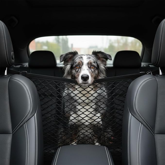 Dog Car Net Barrier Stretchable Mesh Dog Car Barrier For Suv Easy Install Elastic Cars Divider For Dogs with Storage Mesh Safer Driving Separates Pets From Passengers For Safely Cars Suvs Vans