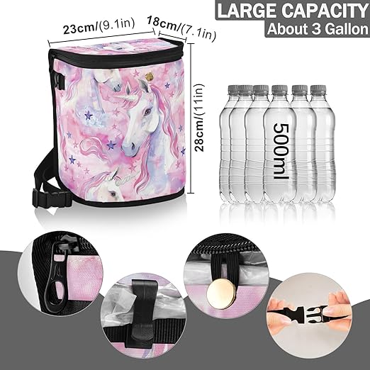 Car Trash Can Watercolor Unicorns Star Car Garbage Bag with Lid Hanging Waterproof Leak Proof Vehicle Storage Bin