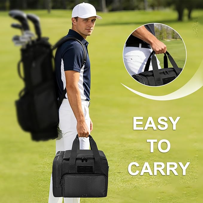 DSLEAF Small Golf Trunk Organizer Bag for Men & Women, Golf Car Locker with Bottom Shoe Space for A Pair of Shoes, Multiple Pockets for Balls, Tees, Cap, Gloves and Towels