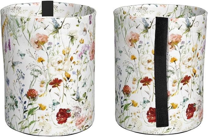 Car Trash Can Watercolor Flowers Pattern Multipurpose Collapsible Leakproof Trash Bin Car Accessories for Car Automotive Truck SUV
