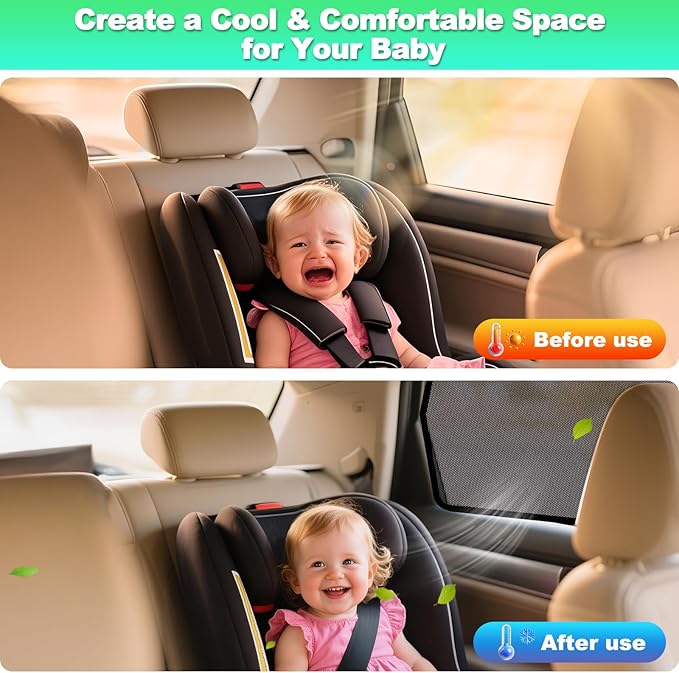 Car Window Shades for 2017-2022 CRV - Rear Side Window Sun Shade for Baby, Breathable Mesh Car Privacy Window Covers, UV Protection and Heat Insulation for Road Trips, Napping, Camping (2 PCS)
