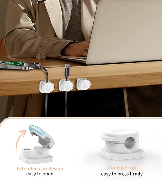 Cord Organizer, Magnetic Cable Clips Cable Management, Cord Management with Enhanced Adhesive, Desk Organizer Office Desk & Computer Accessories for Office Desk Nightstand Wall Car