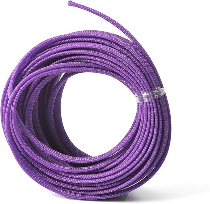 Aicosineg Cable Sleeve Braided Sleeving PET Wire Loom Tubing Cable 32.81ft-1/3inches Wrap Protector for HiFi Audio and Video Headphone Cable Protect Wires from Chewing of Pets Purple