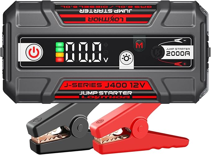LOKITHOR J400 2000A Portable Jump Starter, 12V Lithium Battery Booster with ConnectMax Tech, Smart Digital Display, Car Jumper Box for Up to 8.0L Gas & 6.0L Diesel Engines