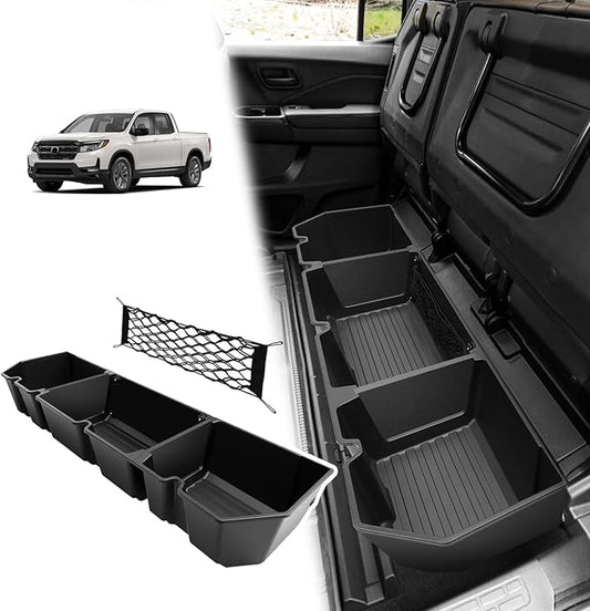VaultsOnWheels Under Seat Storage Box Compatible with 2026 2025 2024 2023 2022 2017-2021 Honda Ridgeline Accessories Custom Fit Durable Detachable Rear Underseat Organizer