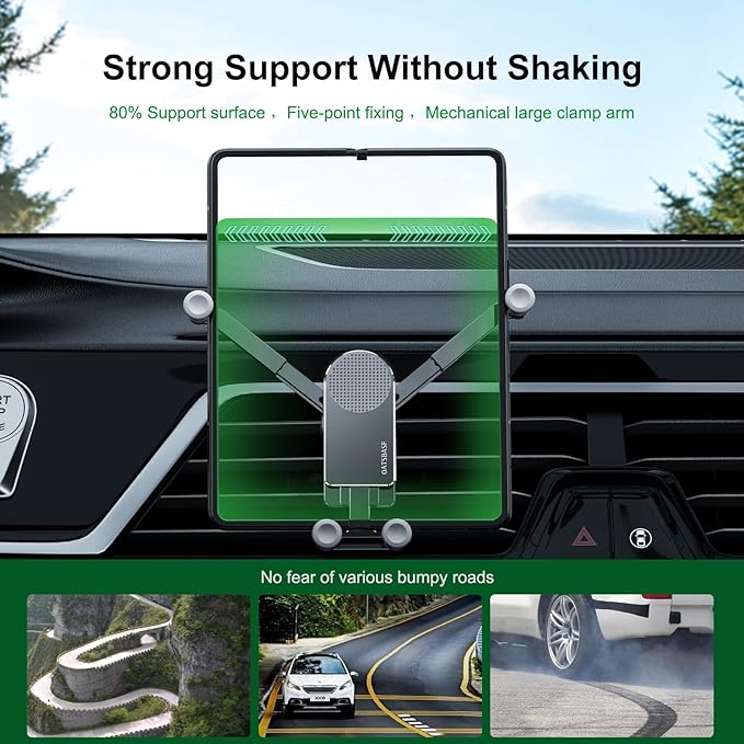 Z Fold 5 Car Mount, [Without CASE] Aluminum Universal Vent Z Fold 6 Acessories for Galaxy Z Fold 7 6 5 4 3 2 S25 Ultra Pixel 9 Pro Fold iPhone 16 15
