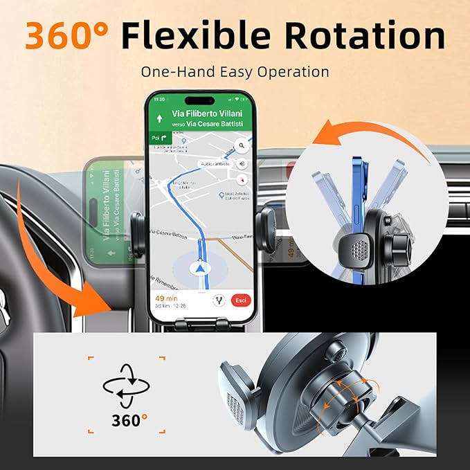 Phone Mount for Ford F150 (2015–2020), 360° Adjustable Dashboard Phone Holder, Hands-Free Car Smartphone Mount for iPhone, Google & Android, Ford F-150 Interior Accessories, Black