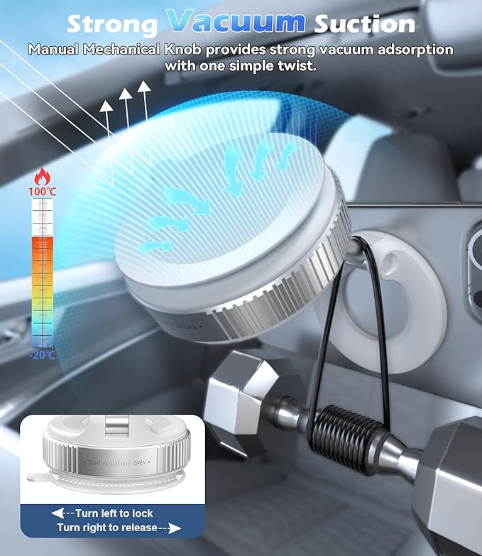 Car Phone Mount for Magsafe, 360° Adjustable Magnetic Phone Holder Foldable Suction Cup Phone Mount for Car/Gym/Mirror Mount for iPhone/Android, White
