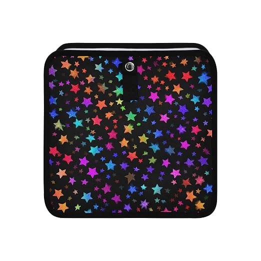 Car Trash Can Organizer Bin with Adjustable Strap for Back Front Seat Console Waterproof Leakproof Collapsible Portable 11 Inch Vibrant Rainbow Stars