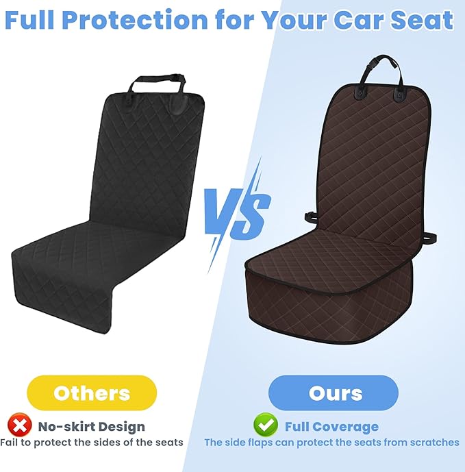 ELONGRIVER Dog Car Seat Covers, Waterproof Front Seat Cover for Dogs, Scratch-Proof, Nonslip Pet Passenger Seat Cover Protector, Universal Fit for Cars Trucks SUVs, Standard Size, Dark Coffee