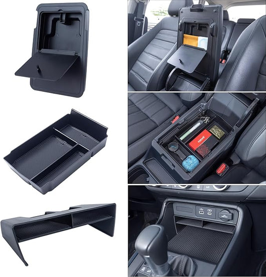 PIMCAR 3-Piece Center Console Organizer Set for 2023-2025 2026 Honda CR-V & CR-V Hybrid - Custom Fit Armrest Tray, Console Tray and Hidden Storage Box, Durable ABS Car Accessories