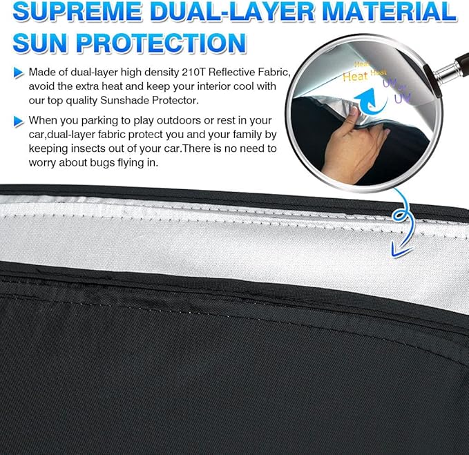 T TGBROS Windshield Sun Shade for Tesla Model 3 2018-2025 2026 Car Window Shades Thicken UV Block and Blackout Privacy Foldable Sunshades 7PCS Keep Cool Sun Visor Covers