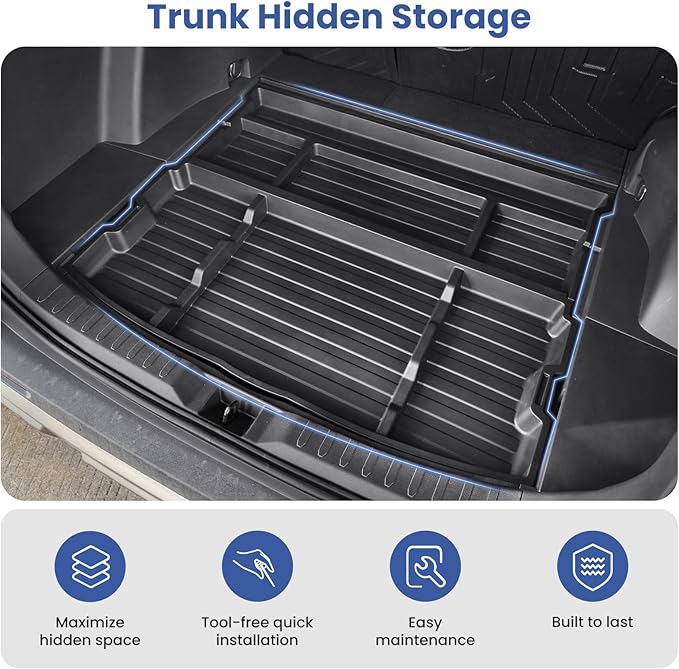 Hidden Trunk Organizer Tray for 2019-2025 Toyota RAV4 LE XLE XSE Hybrid, Trunk Hidden Storage Box for 19-25 RAV4 Accessories