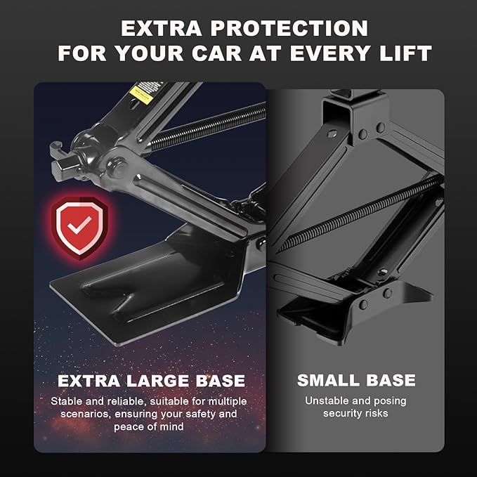Big RED Car Jack 2Ton/4409 lbs Universal Scissor Jack with Rubber Pad, Portable Tire Changing Kit with Lug Wrench, Emergency Kit for Sedan SUV MPV