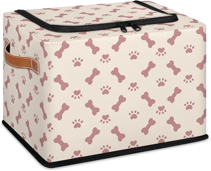 Large Toy Box Collapsible Storage Bins with Lids Closet Storage Baskets for Organizing Shelves Nursery Toy Storage Organizer Boxes for Kids, Boys, Girls (Cute Dog Cat Paw Print Animal)