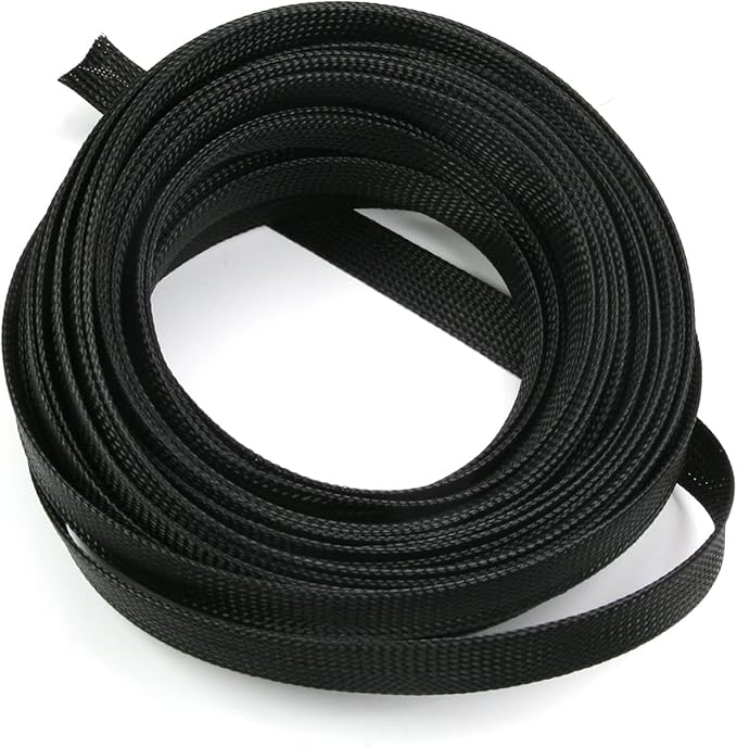 Aicosineg Cable Sleeve Braided Sleeving PET Wire Loom Tubing Cable 32.81ft-5/8inch Wrap Protector for HiFi Audio and Video Headphone Cable Protect Wires from Chewing of Pets Black